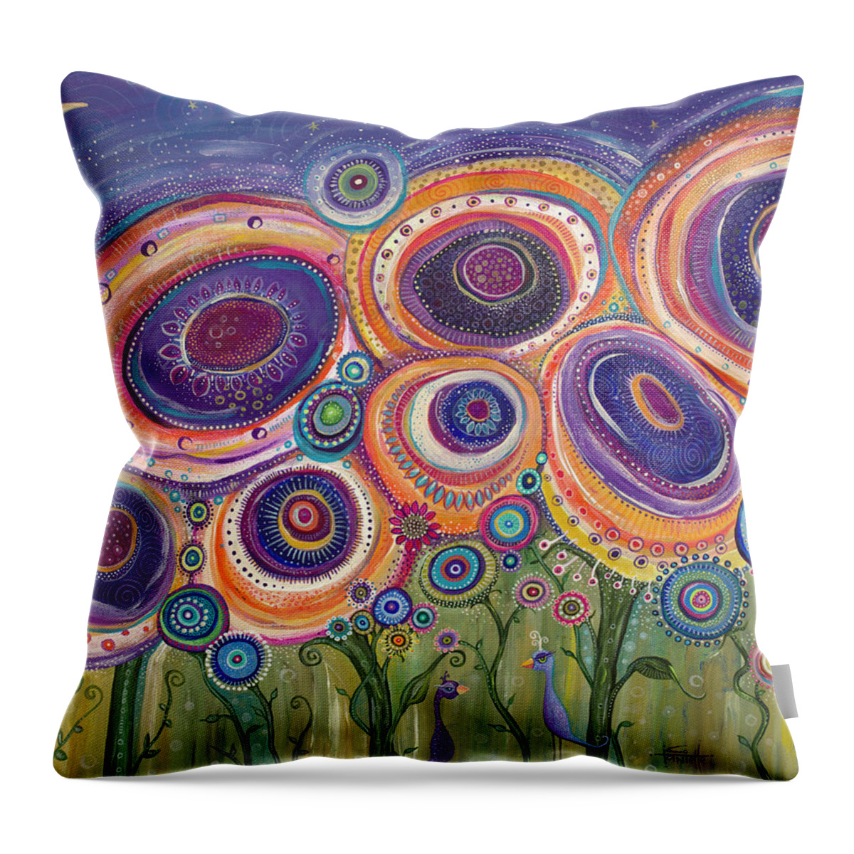 Flowers Throw Pillow featuring the painting Happy Dance by Tanielle Childers