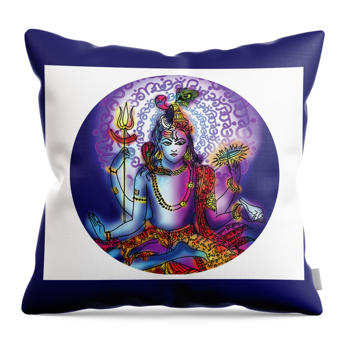 Shiva Throw Pillow featuring the painting Hari Hara Krishna Vishnu by Guruji Aruneshvar Paris Art Curator Katrin Suter