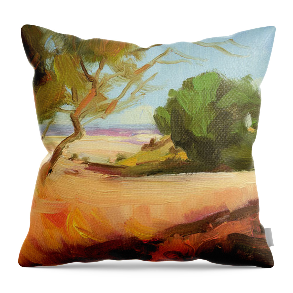 Landscape Throw Pillow featuring the painting Harvest Time by Steve Henderson
