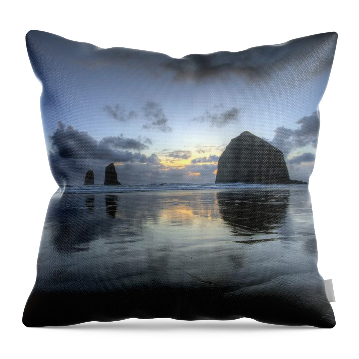 Hdr Throw Pillow featuring the photograph Haystacks at Sunset by Brad Granger