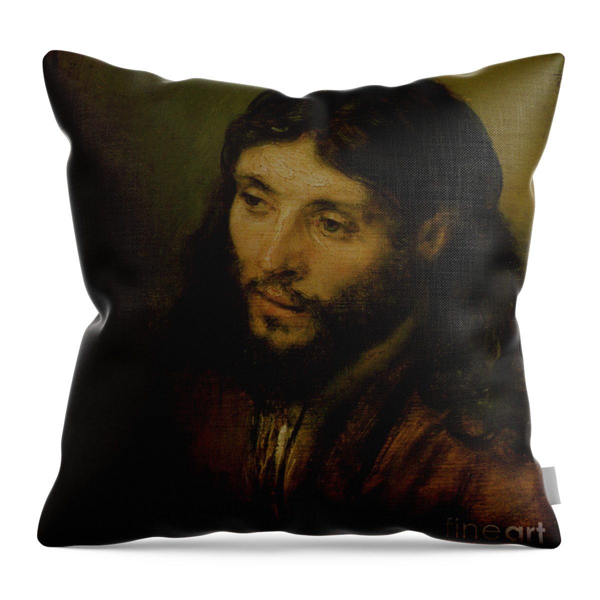 Head Throw Pillow featuring the painting Head of Christ by Rembrandt