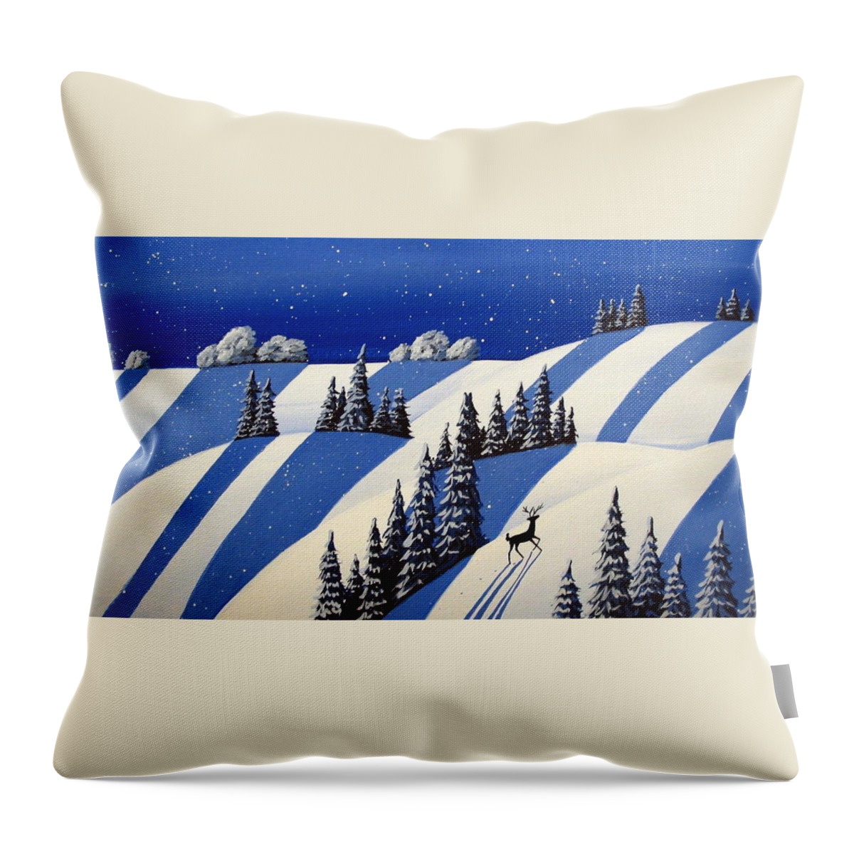 Art Throw Pillow featuring the painting Heading North - modern winter landscape by Debbie Criswell