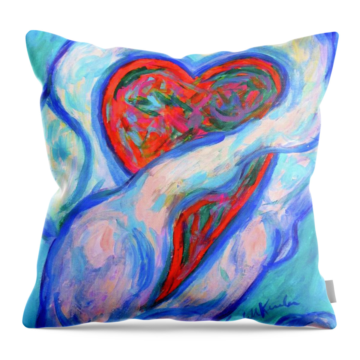 Cloud Prints For Sale Throw Pillow featuring the painting Heart Cloud by Kendall Kessler
