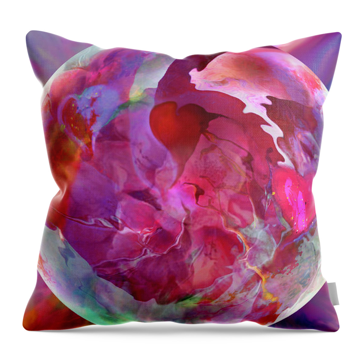 Valentines Day Throw Pillow featuring the digital art Hearts of Space by Robin Moline