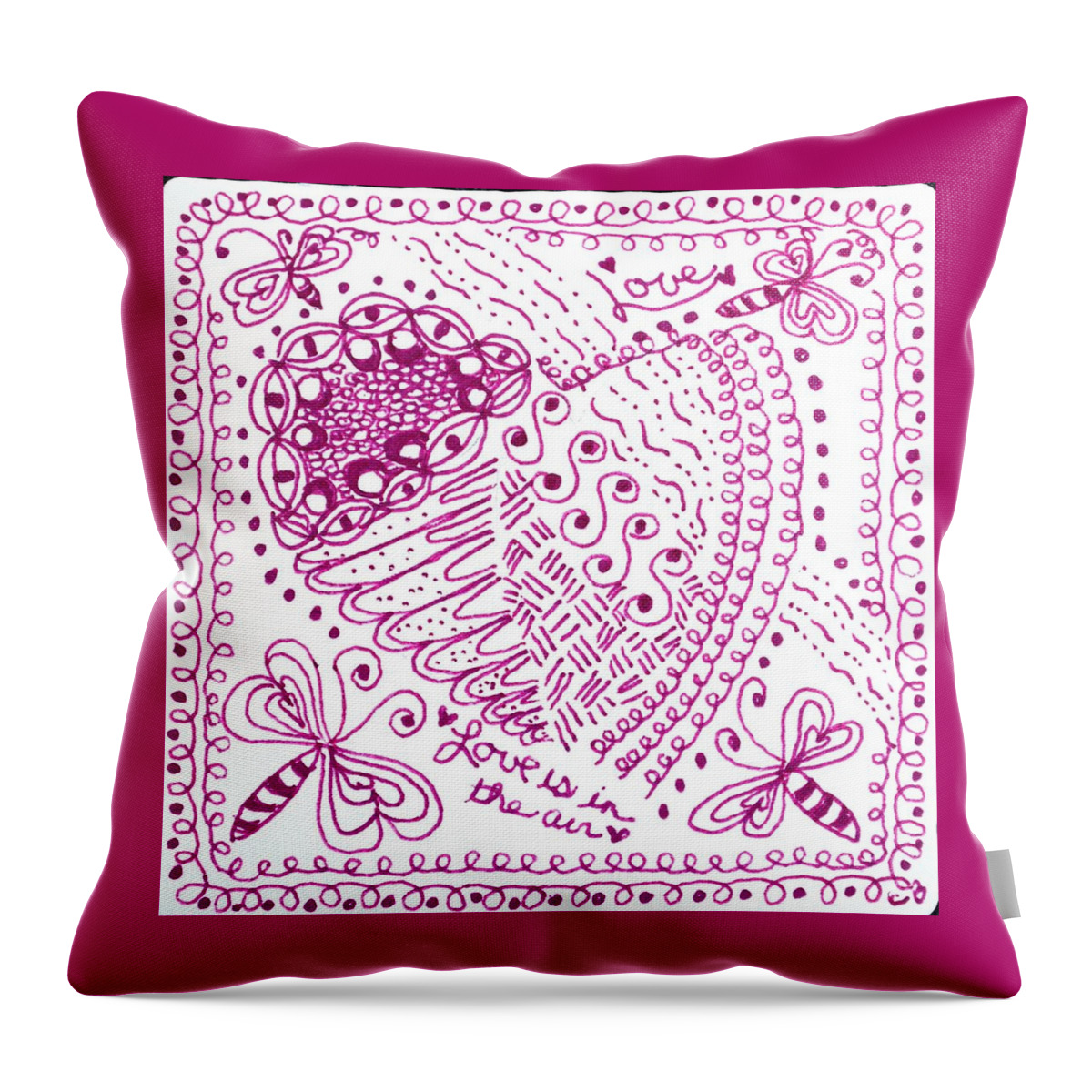 Caregiver Throw Pillow featuring the drawing Hearts by Carole Brecht