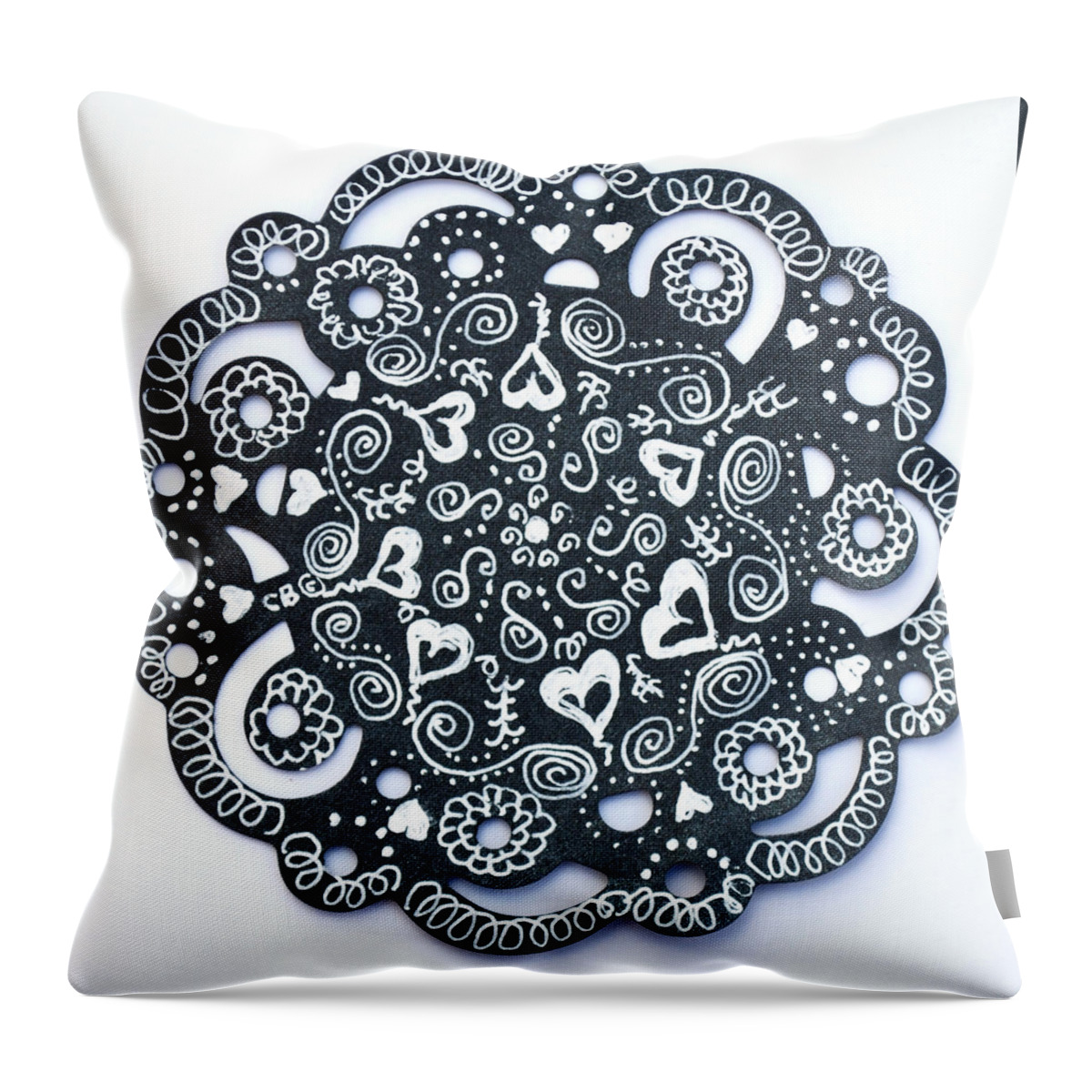 Zentangle Throw Pillow featuring the drawing Hearty by Carole Brecht