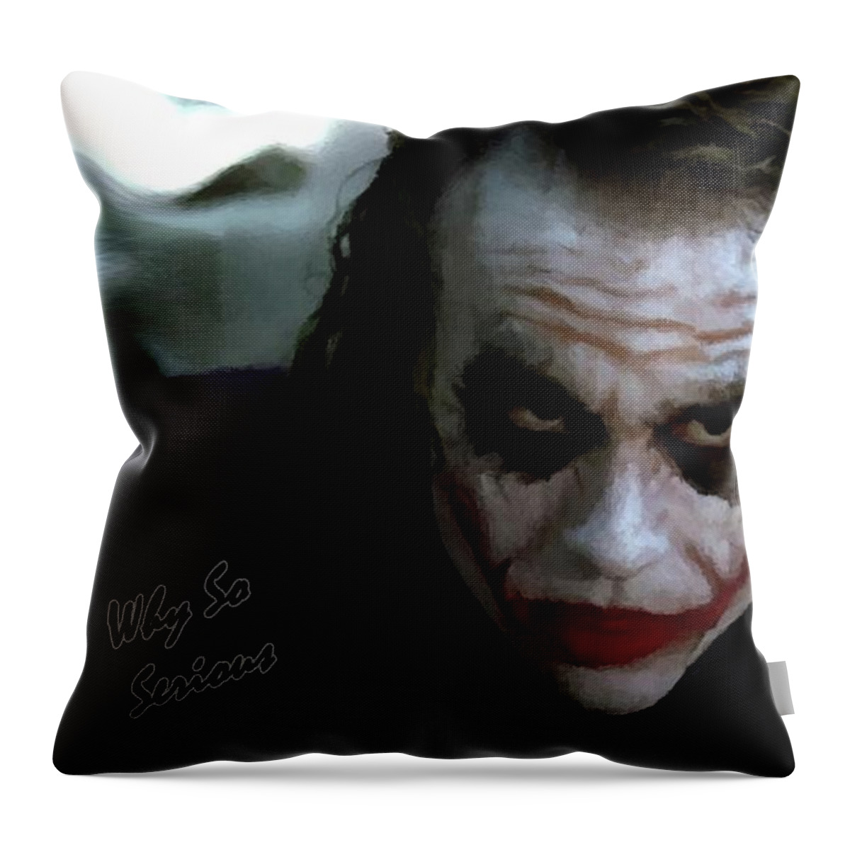 Heath Ledger Throw Pillow featuring the photograph Heath Ledger Joker Why So Serious by David Dehner