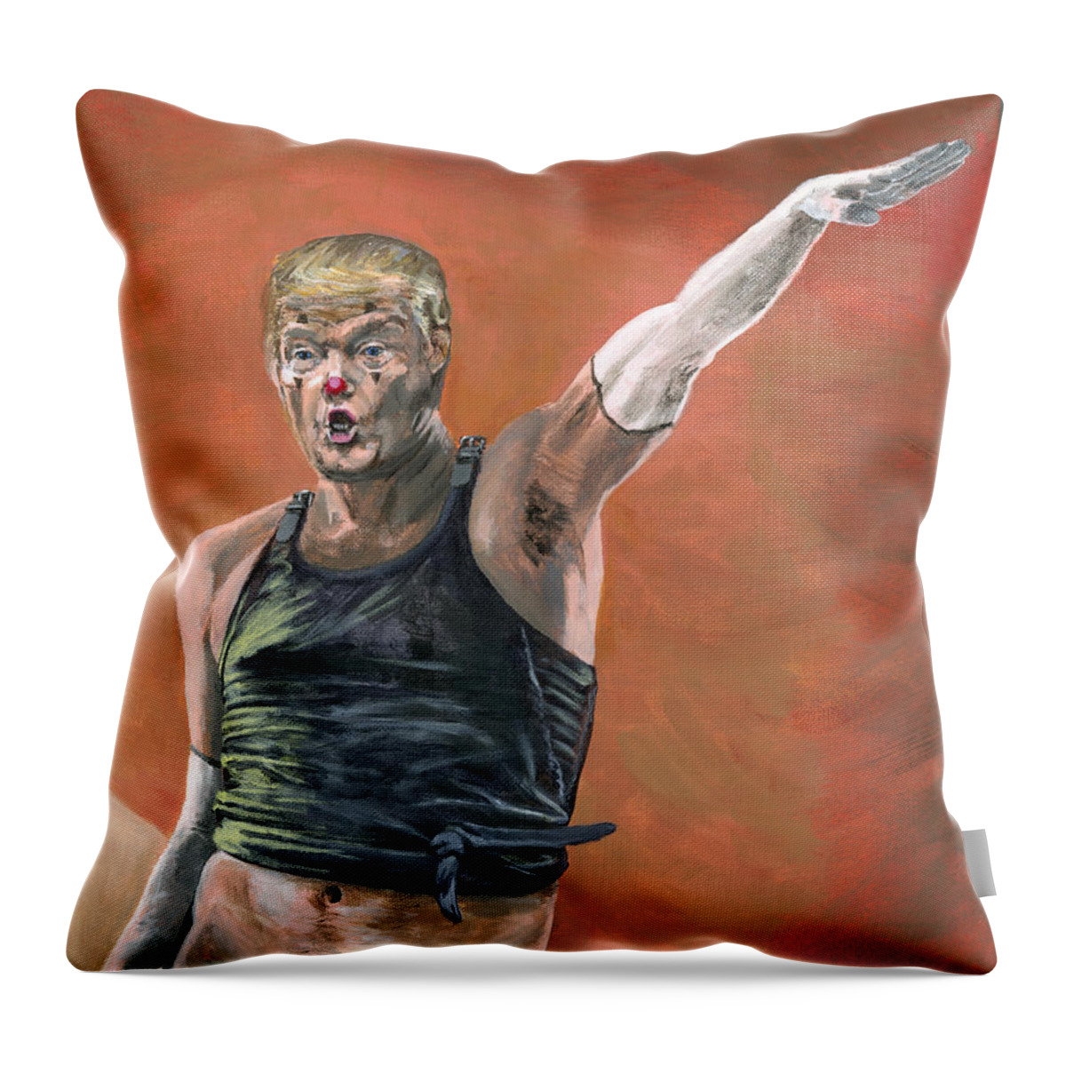 Clown Throw Pillow featuring the painting Heil Trumpf by Matthew Mezo