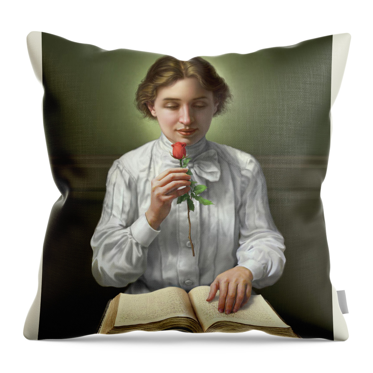 Helen Keller Throw Pillow featuring the digital art Helen Keller by Mark Fredrickson