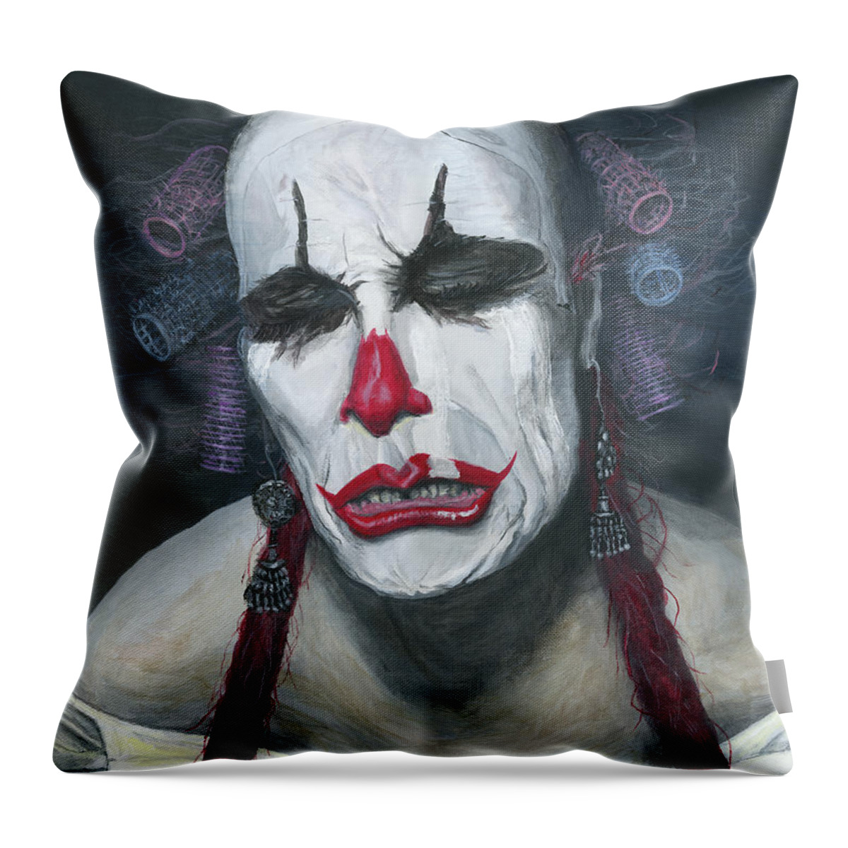 Clown Throw Pillow featuring the painting Her Tears by Matthew Mezo