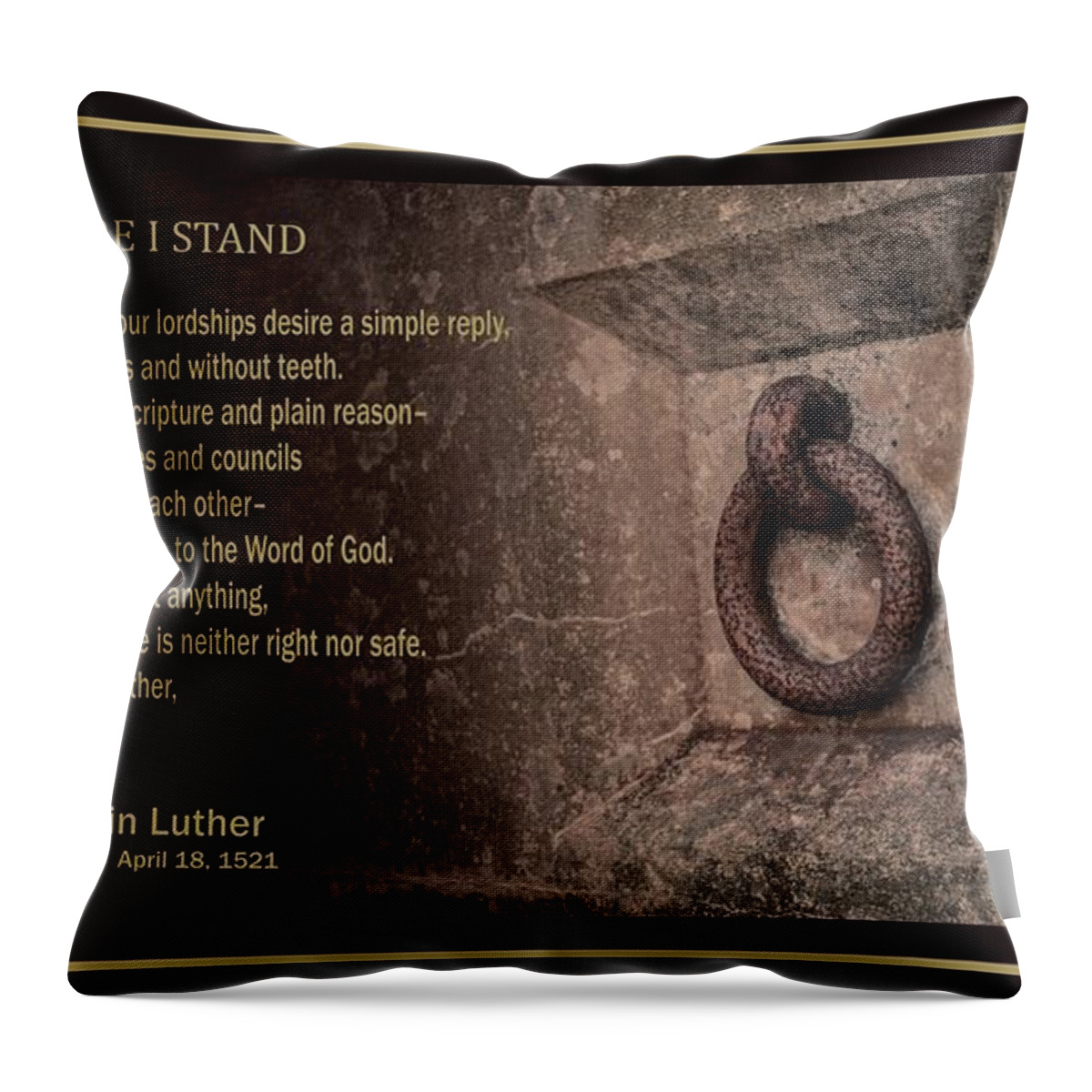 Martin Luther Throw Pillow featuring the mixed media Here I Stand by Troy Stapek