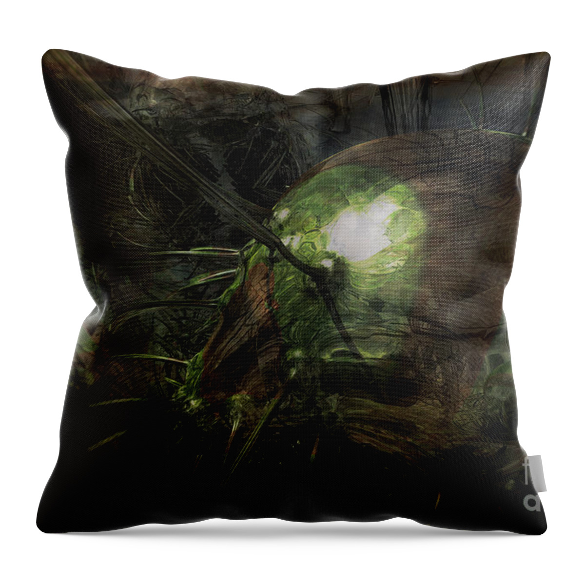 Alien Throw Pillow featuring the digital art Hibernation by Jonas Luis