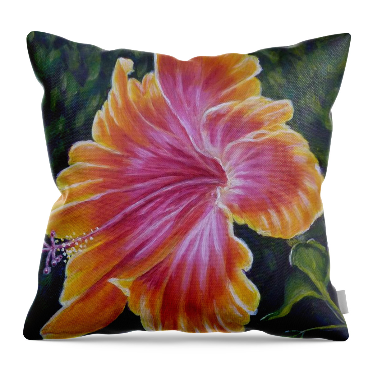 Hybiscus Throw Pillow featuring the painting Hibiscus by Amelie Simmons