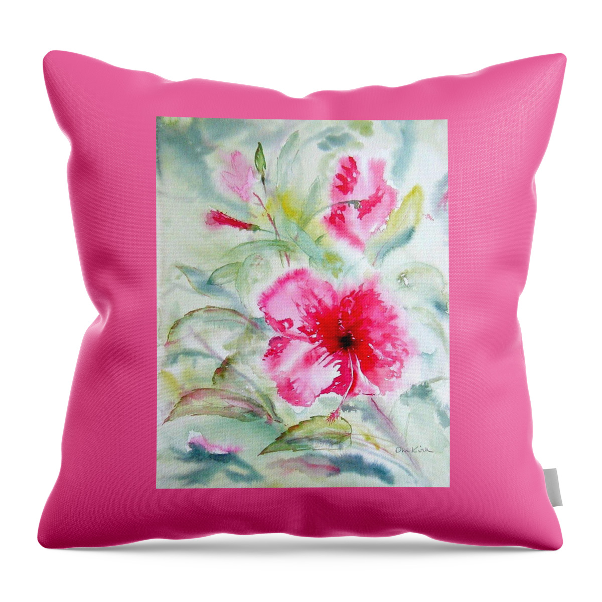 Flowers Throw Pillow featuring the painting Hibiscus Fantasy by Diane Kirk