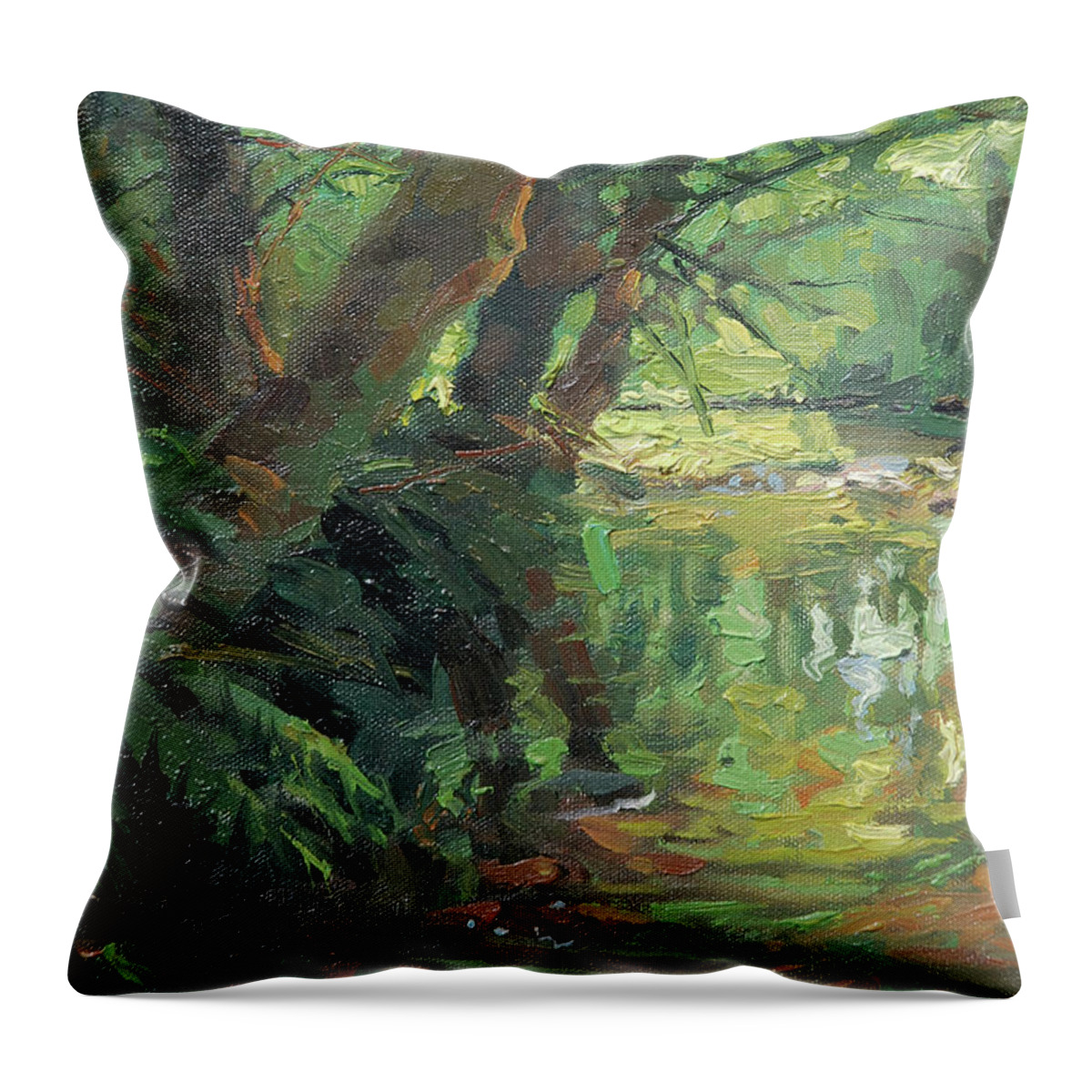 Country Throw Pillow featuring the painting HIdden Stream by Steve Henderson