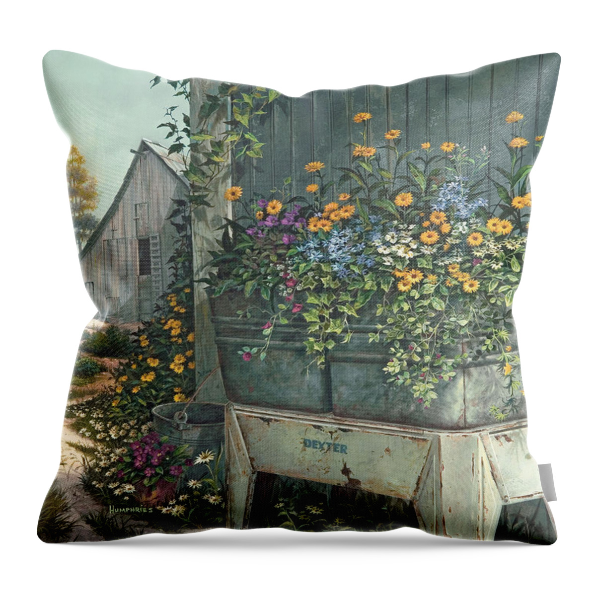 Michael Humphries Throw Pillow featuring the painting Hidden Treasures by Michael Humphries