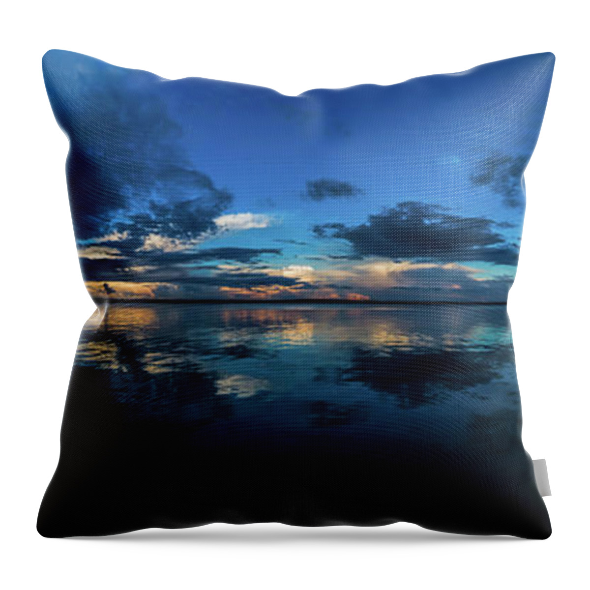 Higgins Lake Throw Pillow featuring the photograph Higgins Lake Panorama by Joe Holley