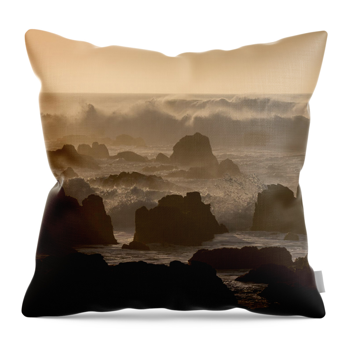 Beach Throw Pillow featuring the photograph High Surf at Asilomar Beach by Derek Dean