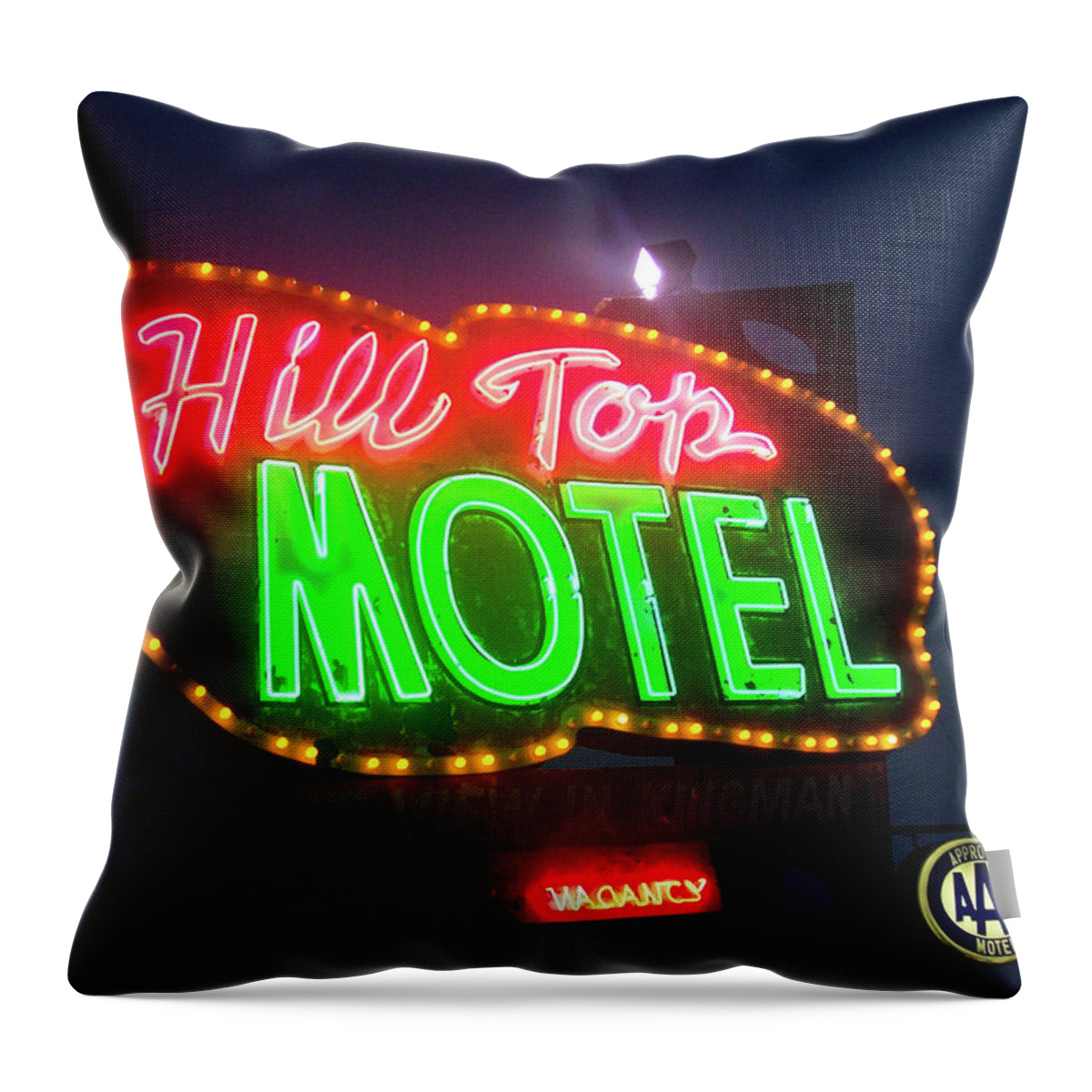 Kingsman Throw Pillow featuring the photograph Hill Top Motel by Matthew Bamberg
