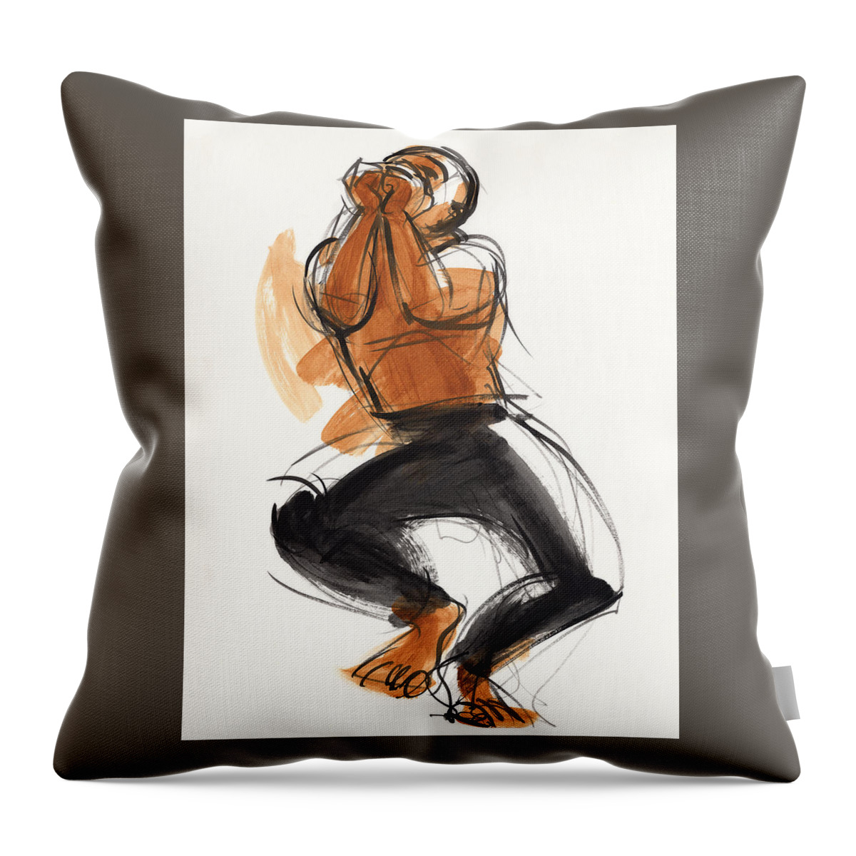Dance Throw Pillow featuring the painting Hiphop Dancer by Judith Kunzle