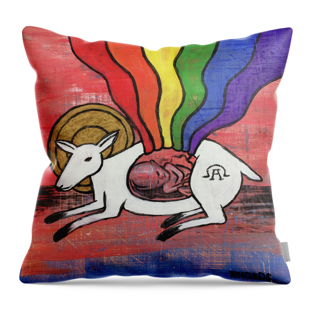 Lamb Throw Pillow featuring the painting His Masterpiece by Nathan Rhoads