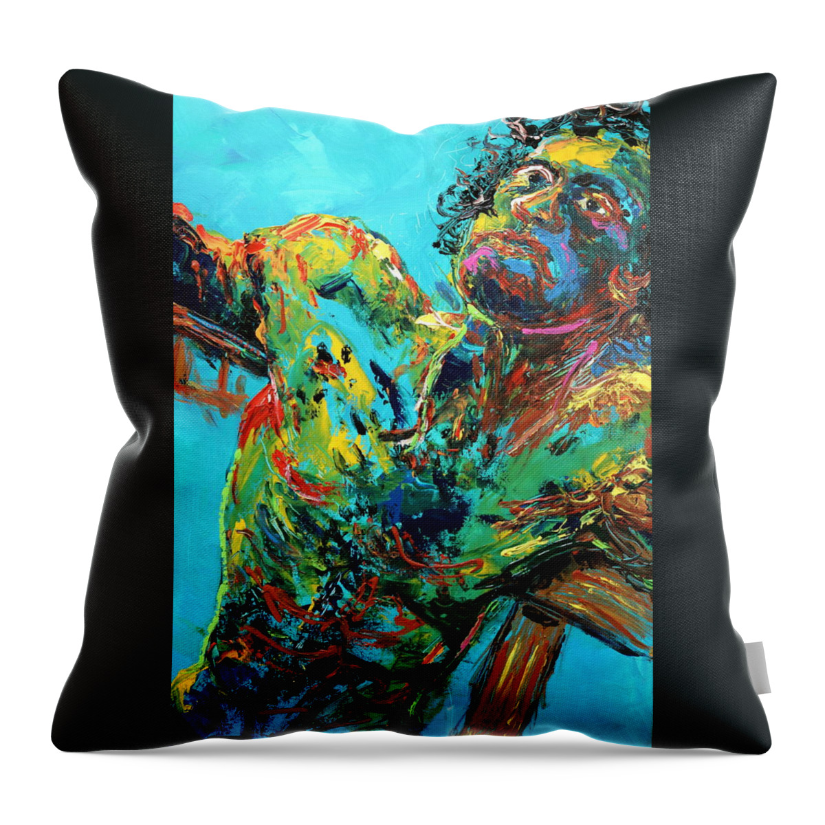 Portraits Throw Pillow featuring the painting Holding On by Madeleine Shulman