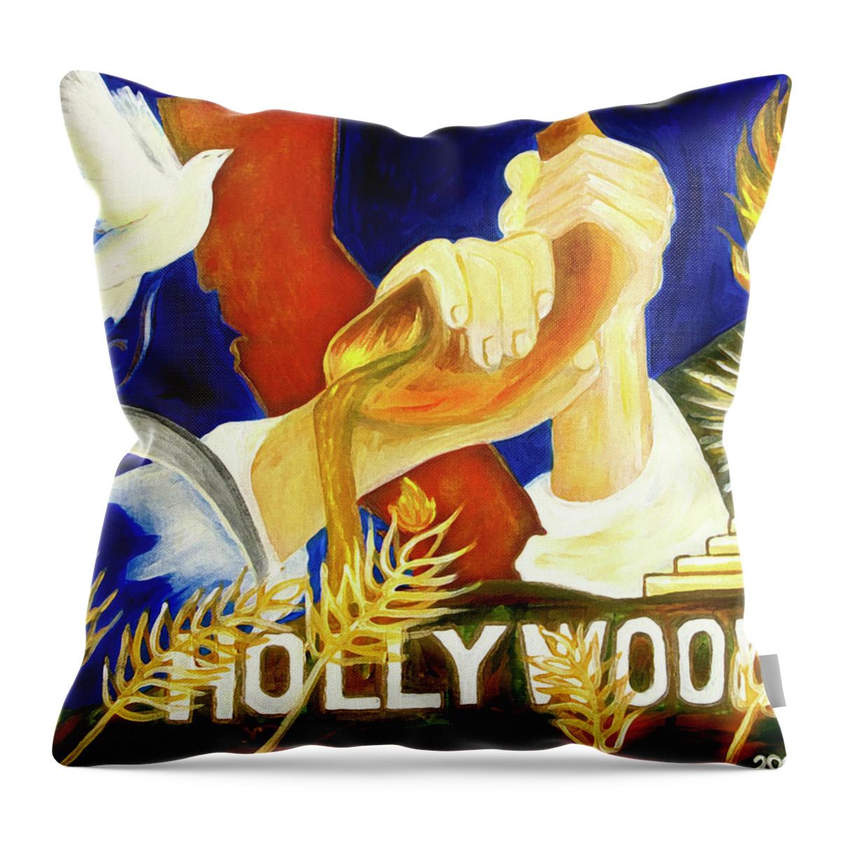 Jennifer Page Throw Pillow featuring the painting HollyWood by Jennifer Page