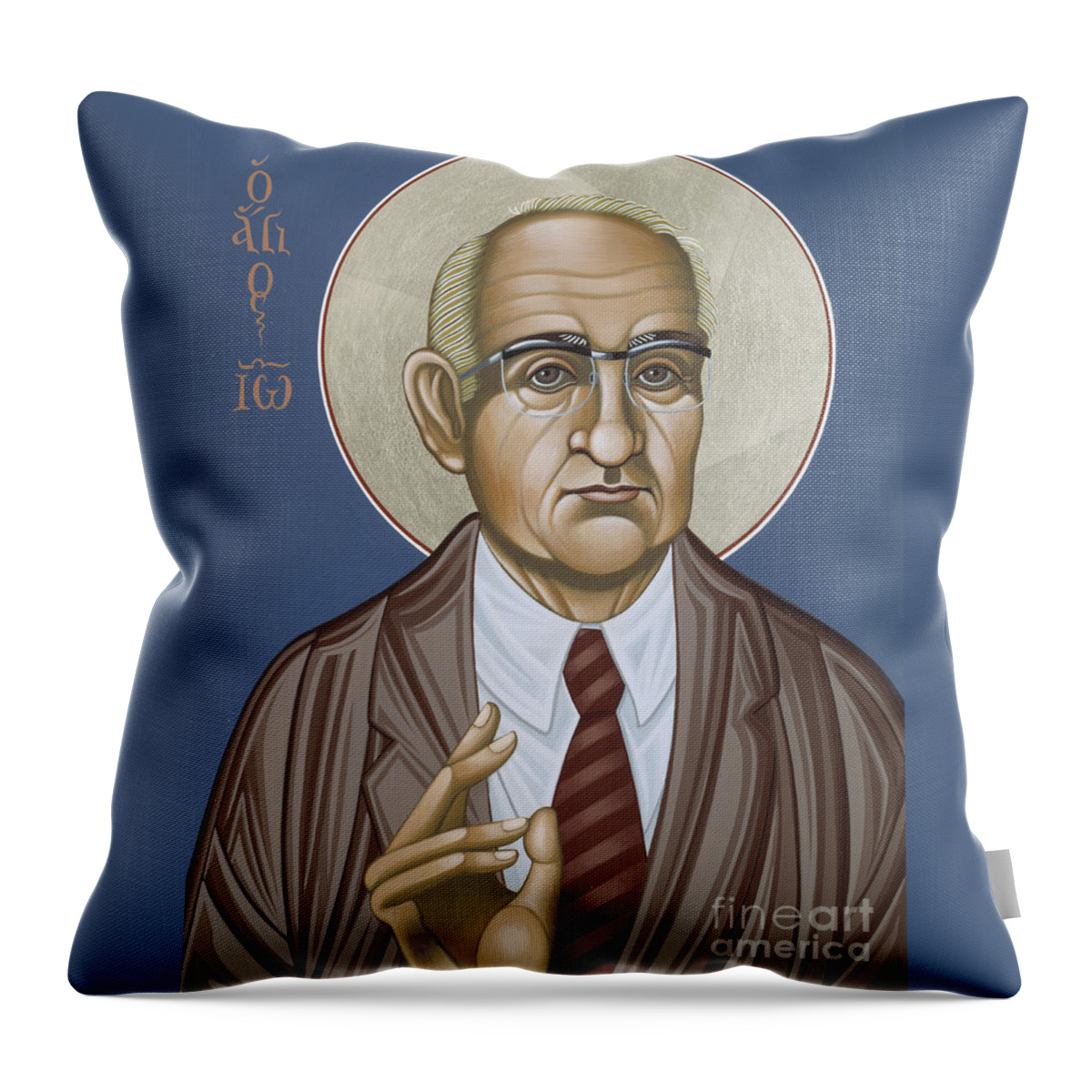 Holy Theologian Hans Urs Von Balthasar Throw Pillow featuring the painting Holy Theologian Hans Urs von Balthasar 110 by William Hart McNichols