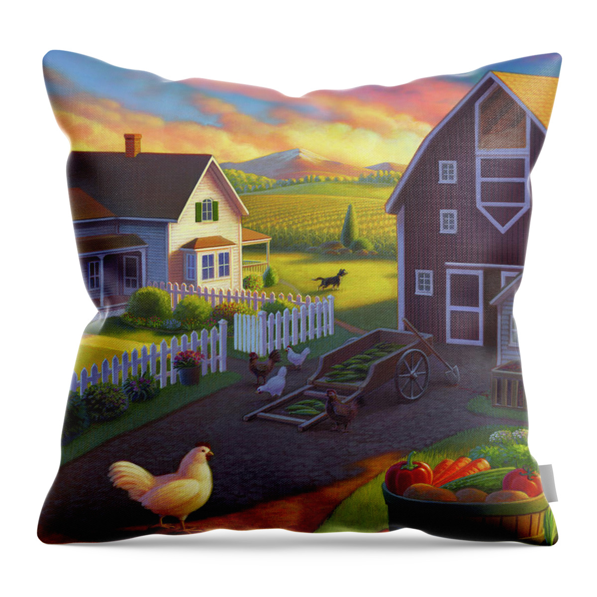 Farm Scene Throw Pillow featuring the painting Home on the Farm by Robin Moline
