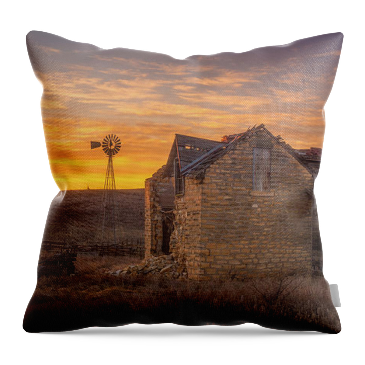 Kansas Throw Pillow featuring the photograph Homestead Sunrise by Darren White