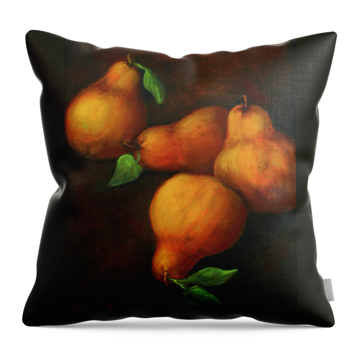Pear Paintings Throw Pillow featuring the painting Honey Pears by Portraits By NC