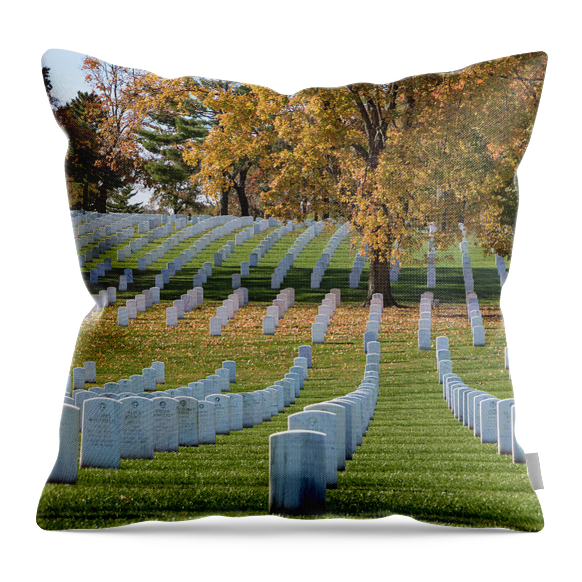 Jefferson Barracks National Cemetery Throw Pillow featuring the photograph Honoring Americans by Holly Ross