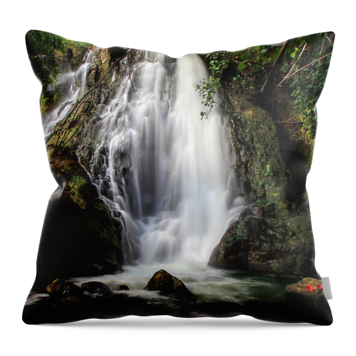 Hoʻopiʻi Falls Throw Pillow featuring the photograph Hoopii Falls by Ryan Smith
