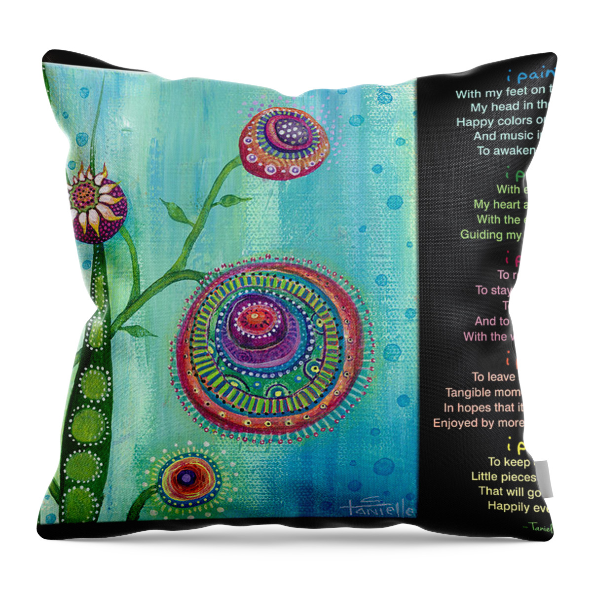 Hope Throw Pillow featuring the painting Hope with Poem by Tanielle Childers