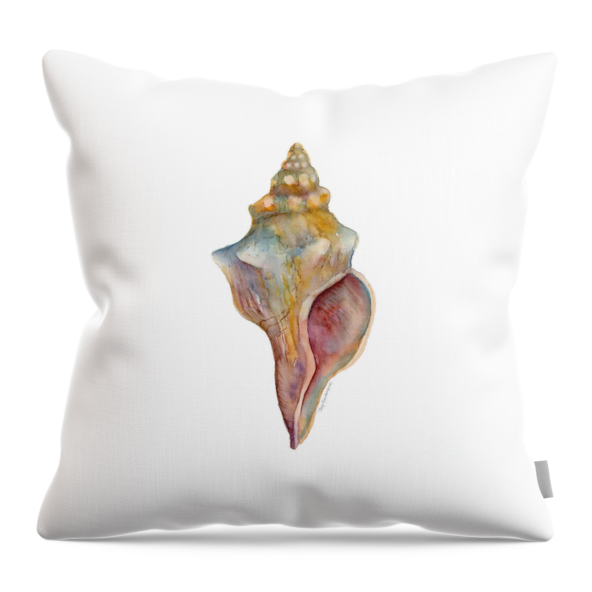 Conch Shell Painting Throw Pillow featuring the painting Horse Conch Shell by Amy Kirkpatrick