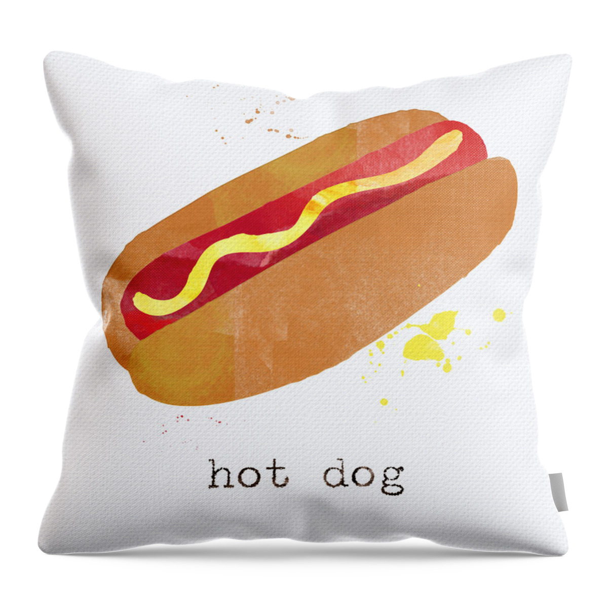 Hot Dog Throw Pillow featuring the painting Hot Dog by Linda Woods