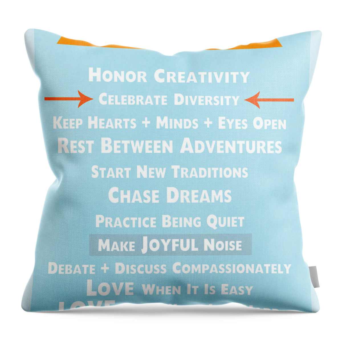 Sign Throw Pillow featuring the mixed media House Rules-Contemporary by Linda Woods