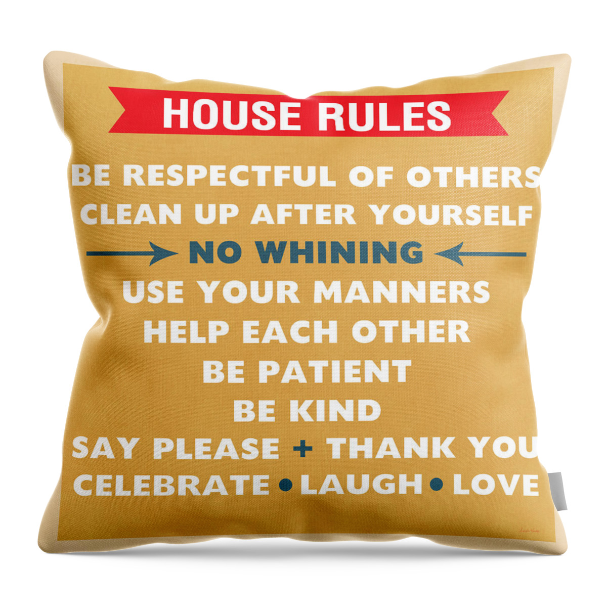 House Rules Throw Pillow featuring the mixed media House Rules by Linda Woods