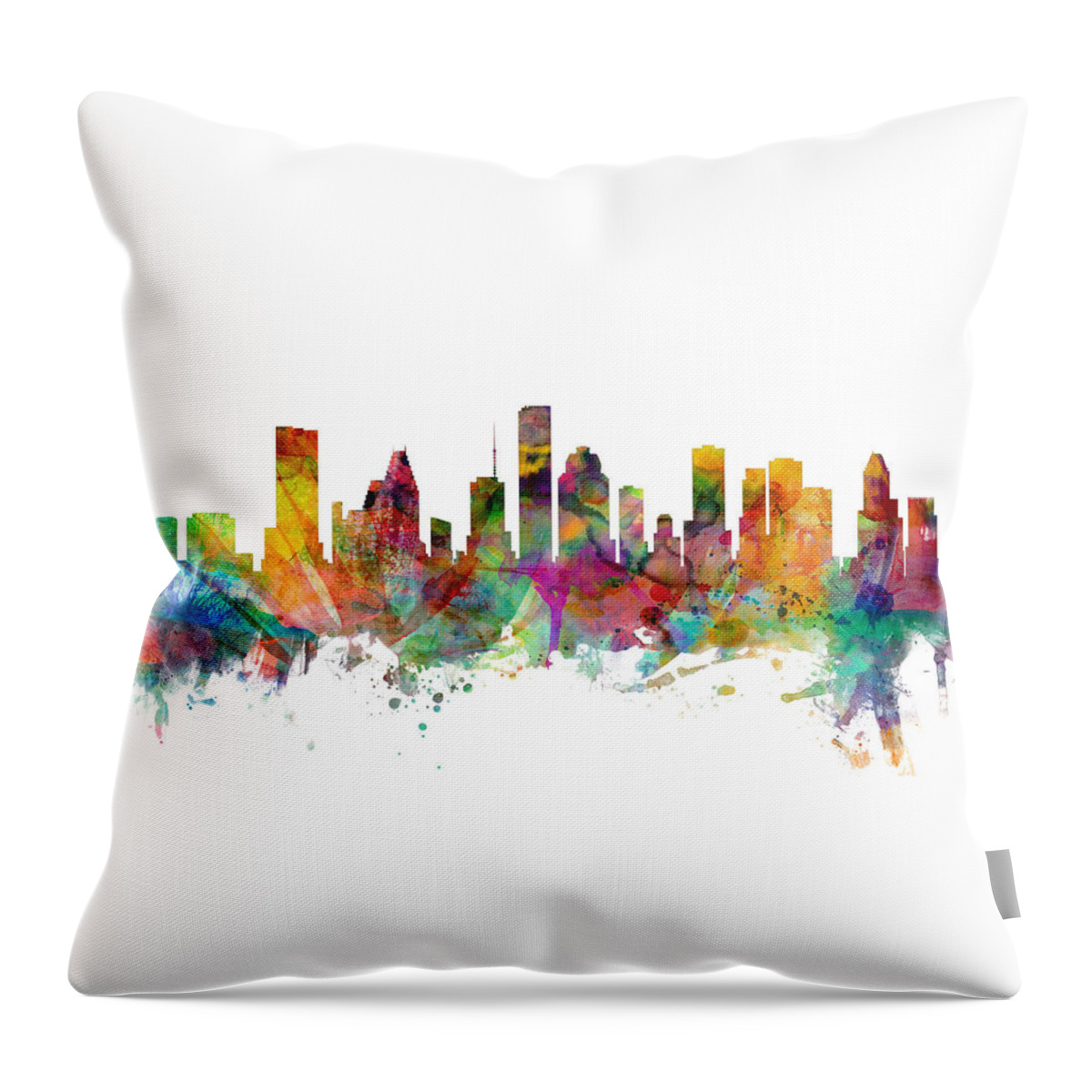 United States Throw Pillow featuring the digital art Houston Texas Skyline Panoramic by Michael Tompsett