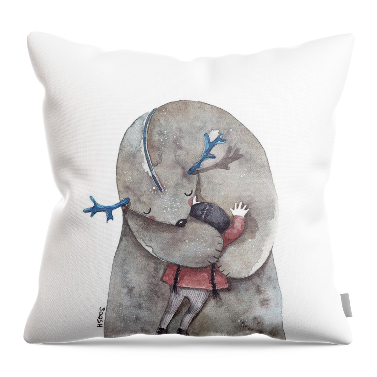 Art Throw Pillow featuring the painting Hug me by Soosh 