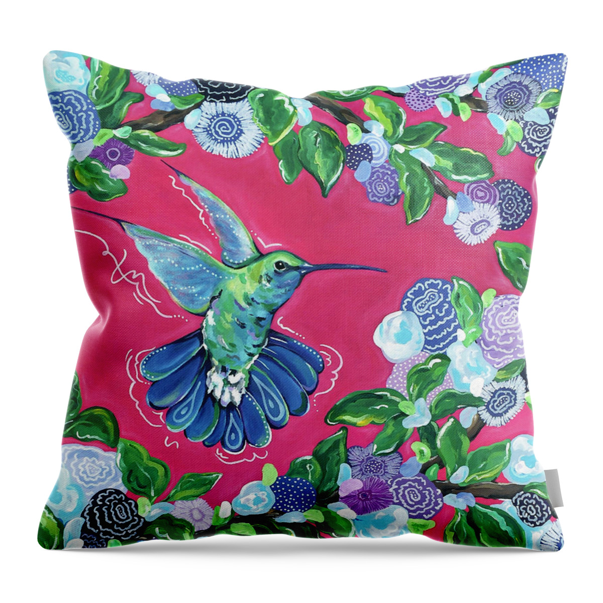 Hummingbird Throw Pillow featuring the painting Hummingbird by Beth Ann Scott