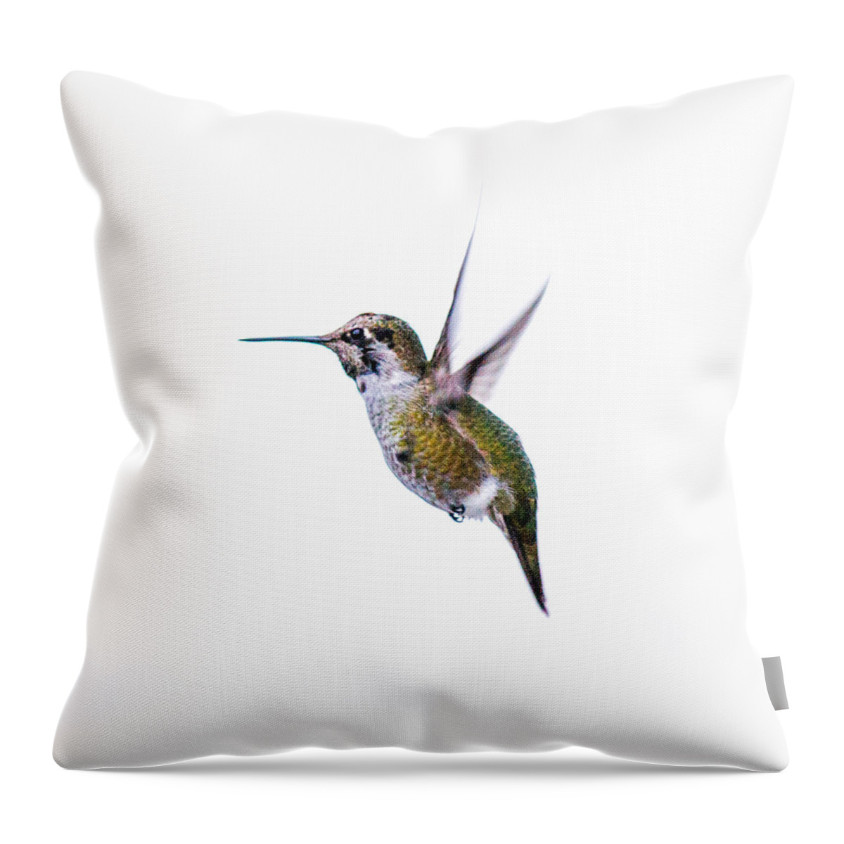 Nature Photography Throw Pillow featuring the photograph Hummingbird in Flight by E Faithe Lester