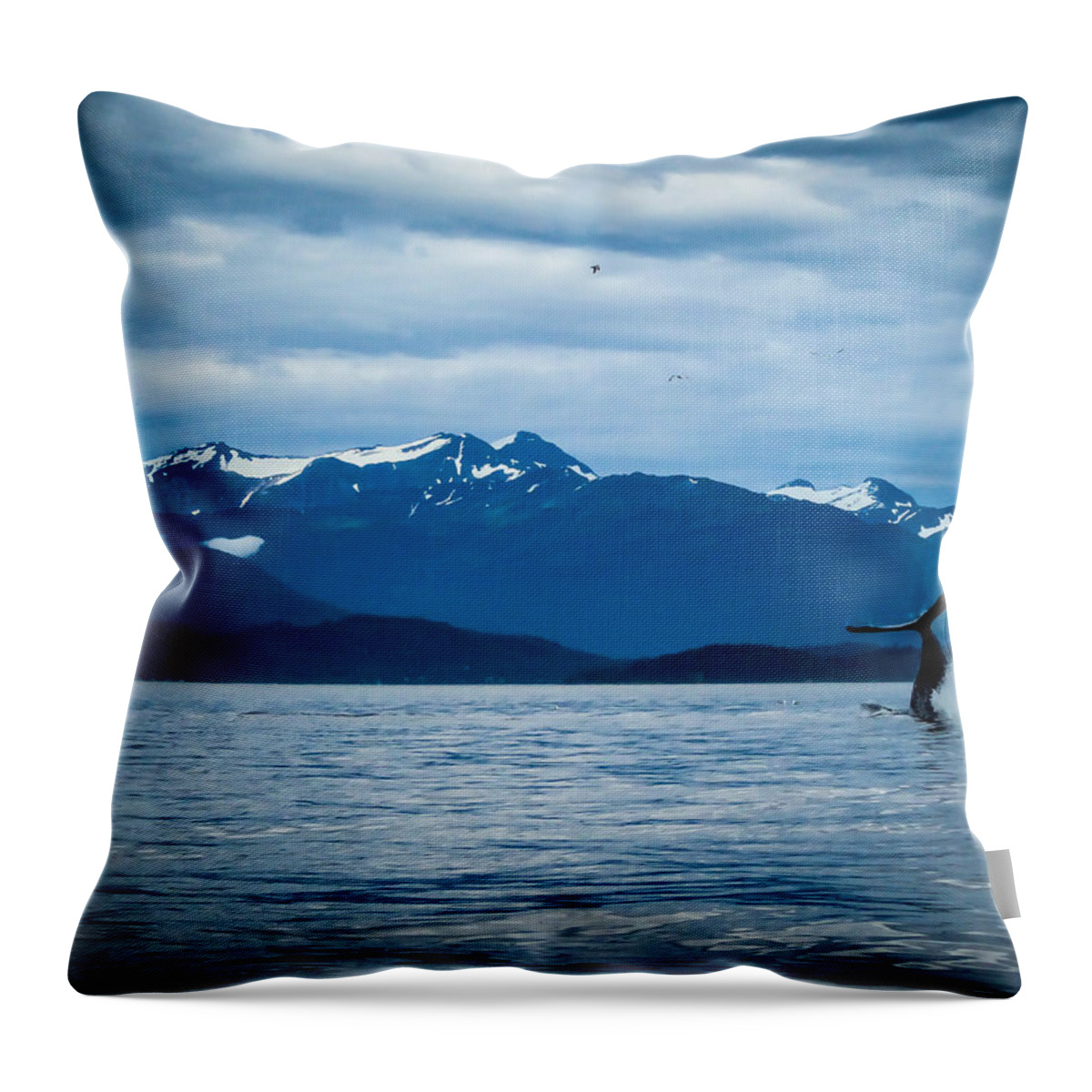 Alaska Throw Pillow featuring the photograph Humpback Dive by Pamela Newcomb