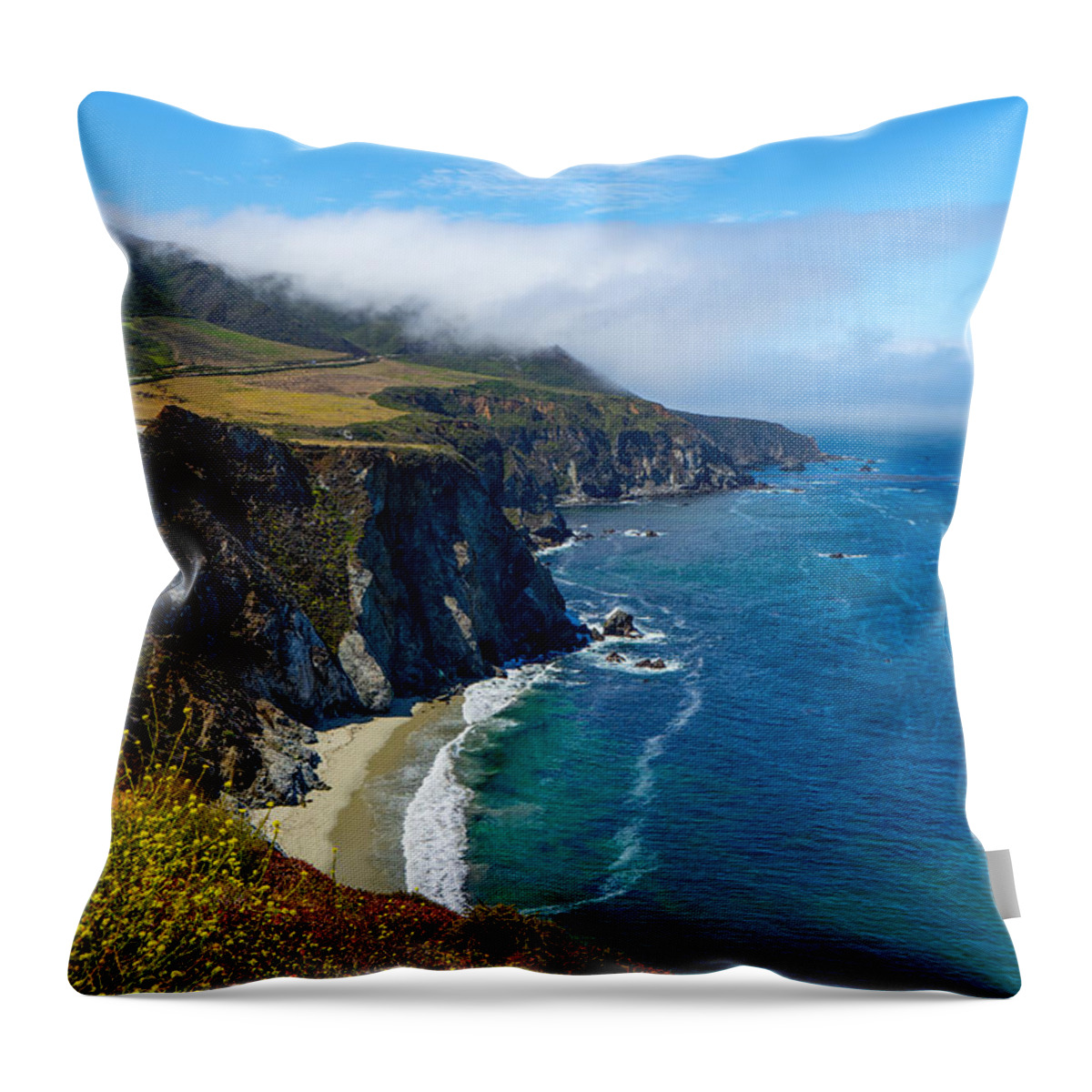 Big Sur Throw Pillow featuring the photograph Hurricane Point in the Clouds by Derek Dean