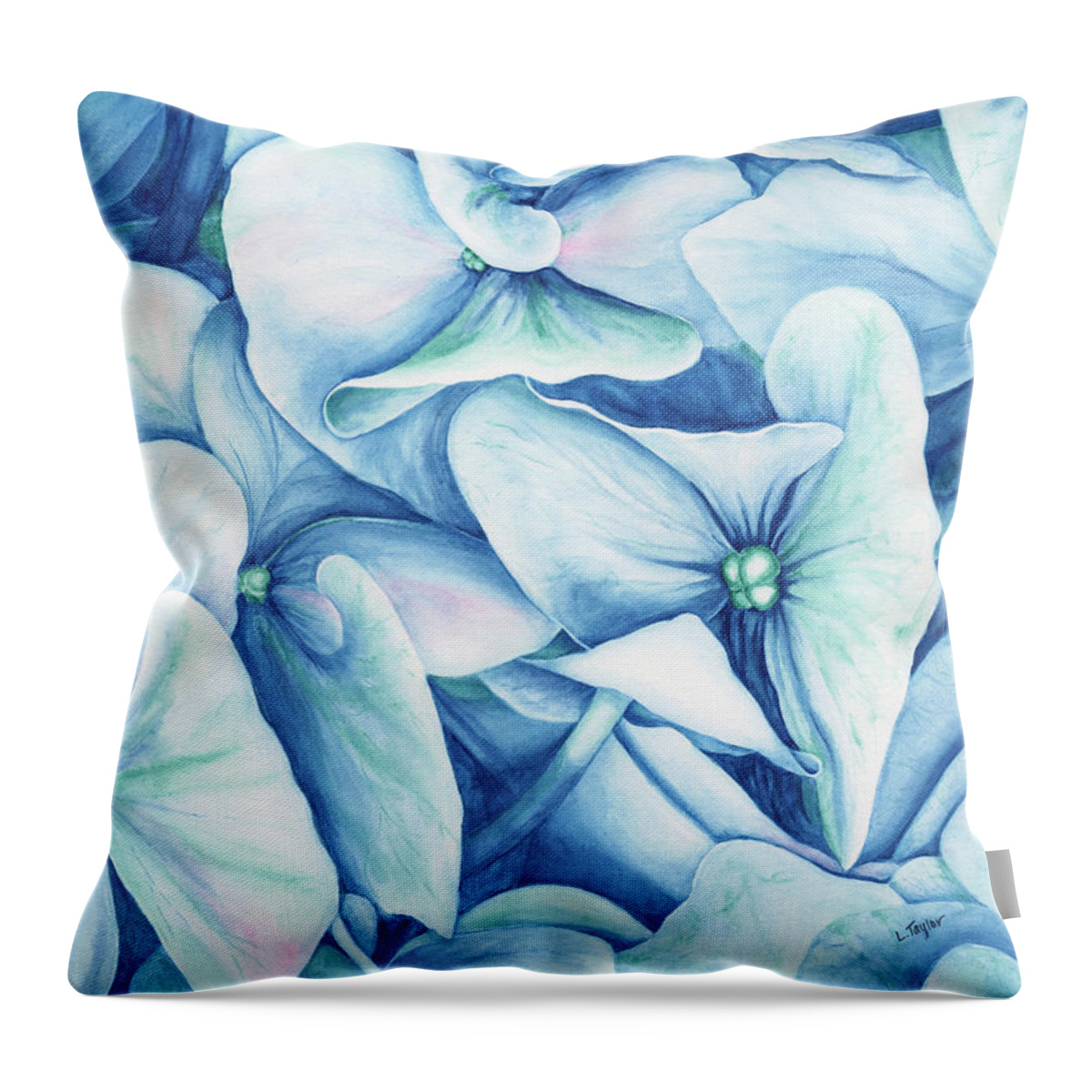 Floral Throw Pillow featuring the painting Hydrangea by Lori Taylor