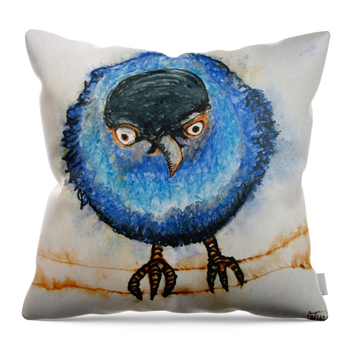 Birds Throw Pillow featuring the painting I am not going to take it anymore. by Patricia Arroyo