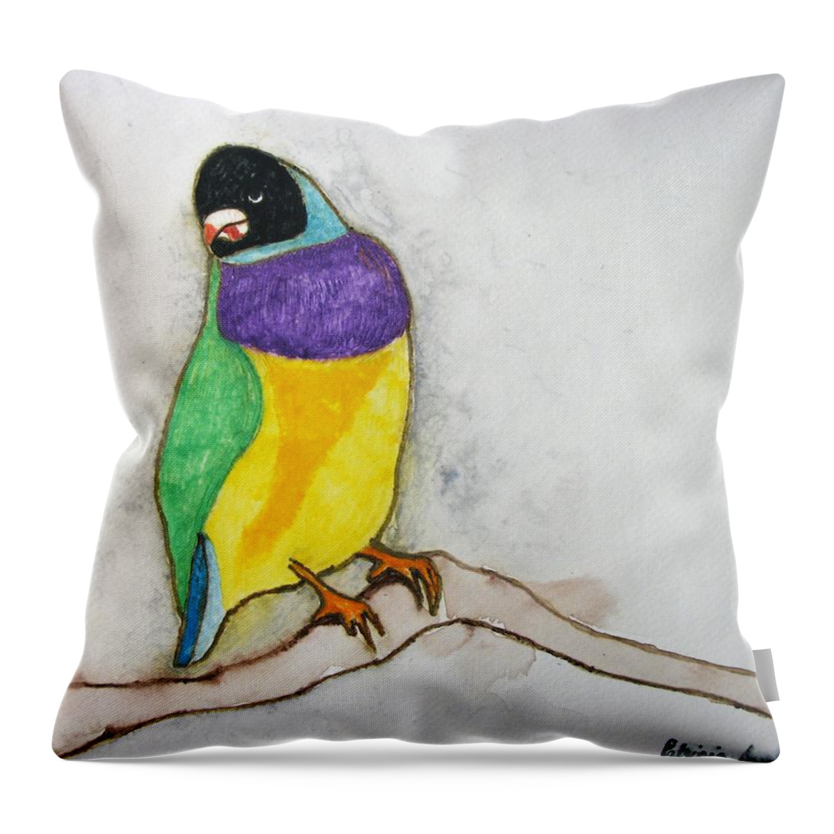 Birds Throw Pillow featuring the painting I Don't Care by Patricia Arroyo