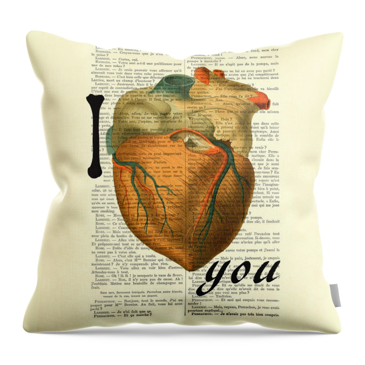 I Love You Throw Pillow featuring the digital art I heart you by Madame Memento
