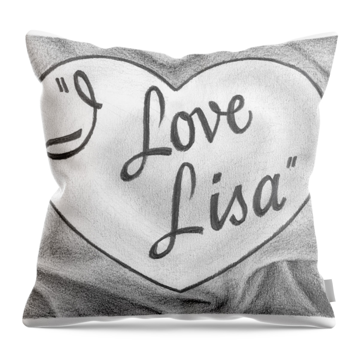Www.miketheuer.com I Love Lisa Pencil Drawing Mike Theuer Throw Pillow featuring the drawing I love Lisa pencil drawing by Mike Theuer