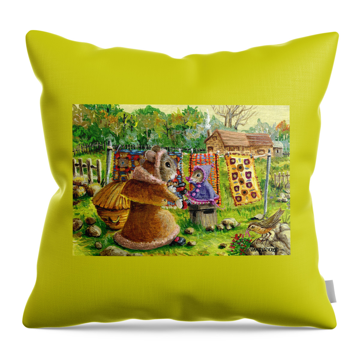 Mice Throw Pillow featuring the painting I Love You, Mommy by Jacquelin L Vanderwood Westerman
